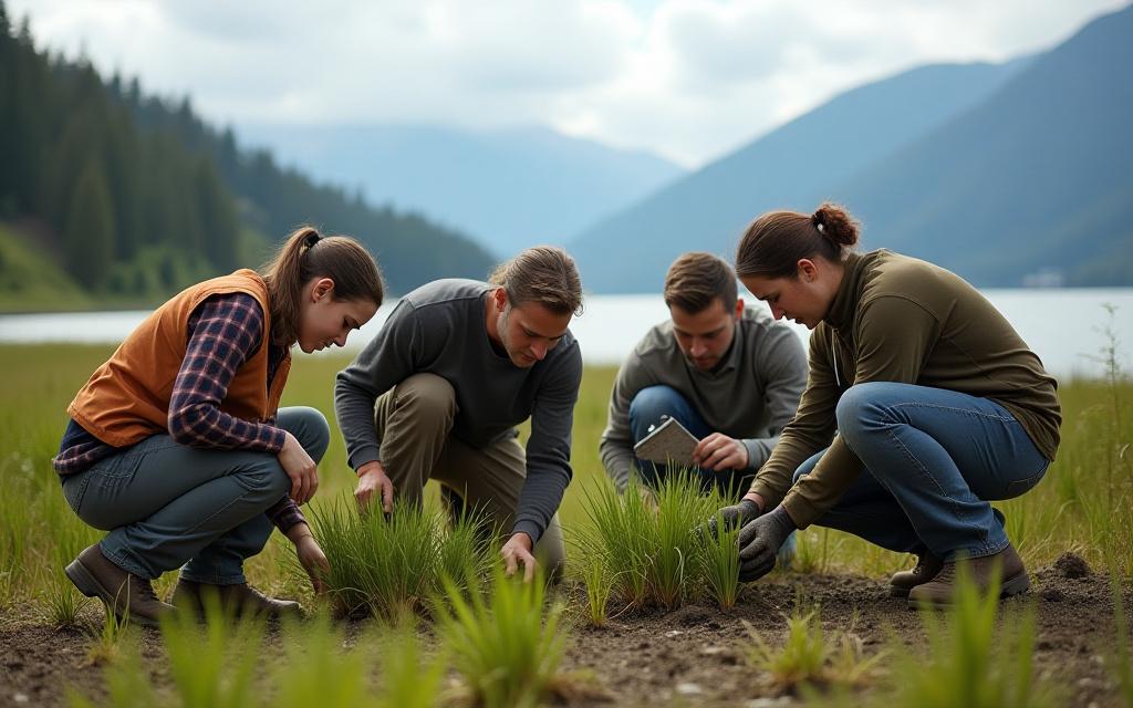 A team of ecologists planting native grasses in the Squamish estuary.